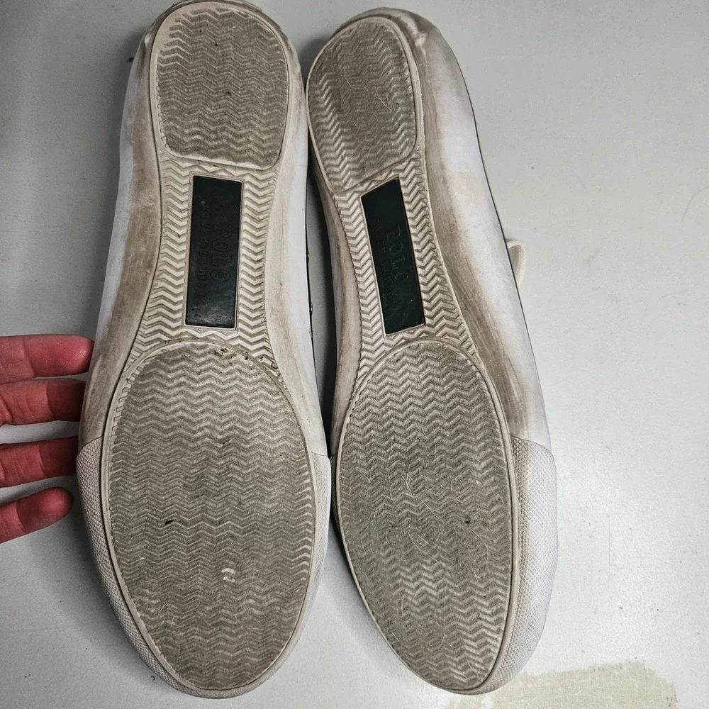 Polo Ralph Lauren Striped Canvas Sneakers Blue White Ticking Stripe Low Top 9.5B